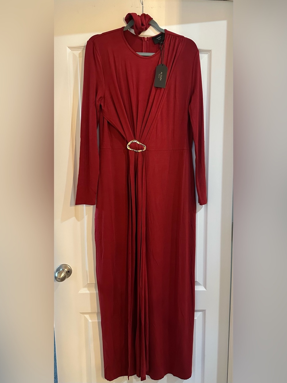 NWT Aleeza Paris High-Neck Draped Dress - Size L - Picture 10 of 14